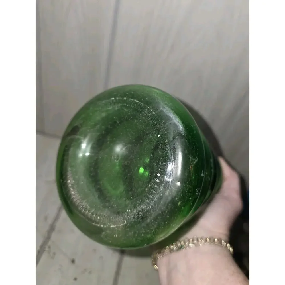 Vtg Green Bubble Glass Decorative Beehive Vase Design Bottle Collectors Piece 12